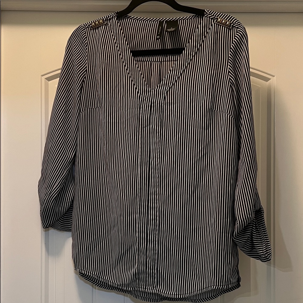New Directions Monochrome Striped Blouse